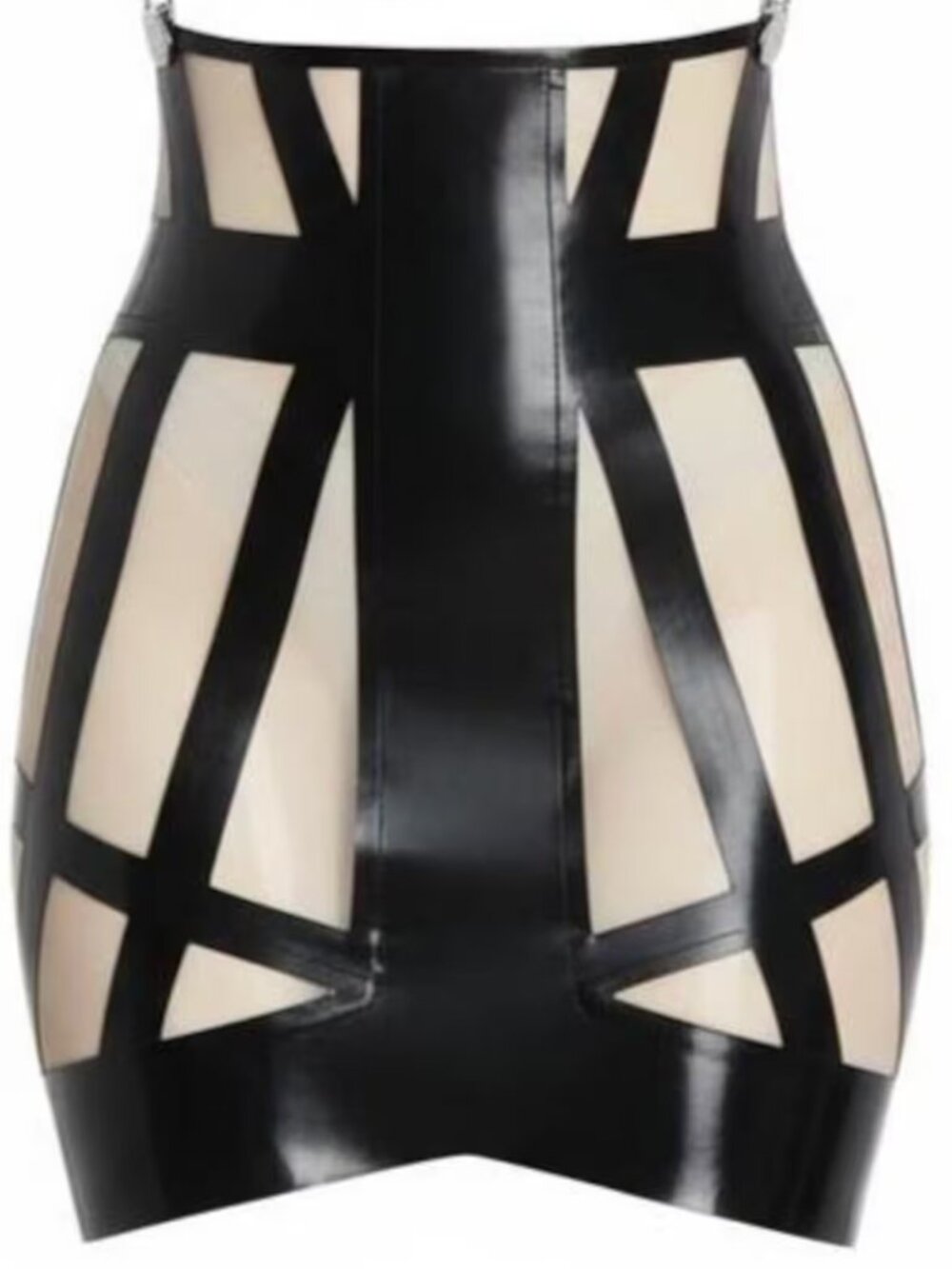 Latex / rubber black and translucent cage skirt  Made by Kaori’s Latex Dreams in